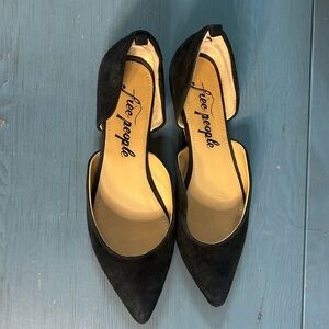 Free People Black Pointed D'Orsay Flats | Size 38